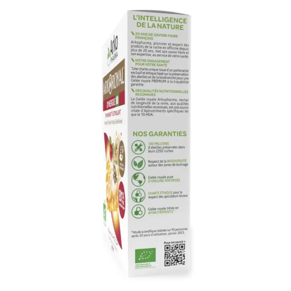 Arkoroyal Dynergie kompleks z matičnim mlečkom Arkopharma, acerolo in propolisom, ampule (20 x 10 ml)